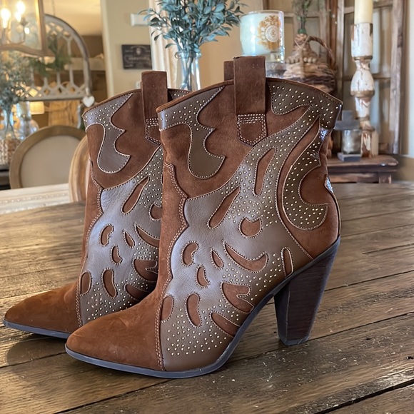 Carlos by Carlos Santana Brown Sterling Western Booties Size 9 - Picture 3 of 4